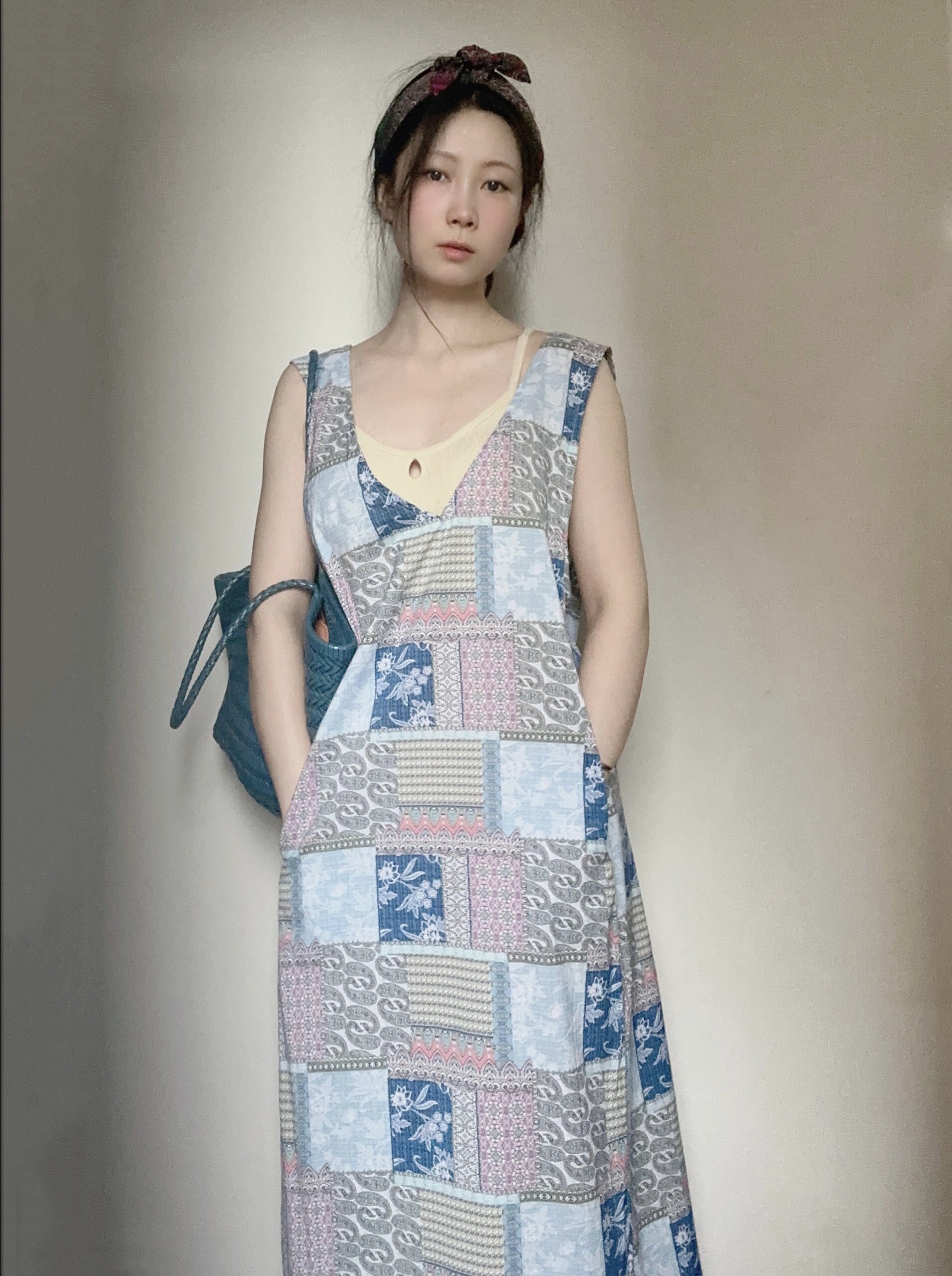 白檀春纸片人既视感~ 原创日系甜美风纯棉碎花连衣裙露背收腰剪裁