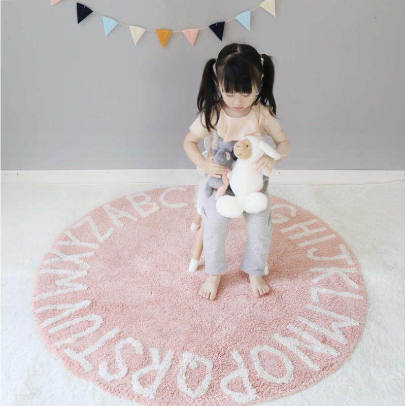 地垫字母纯棉圆形地儿童房读书垫地毯柔帐篷游戏超垫角爬行垫毛绒