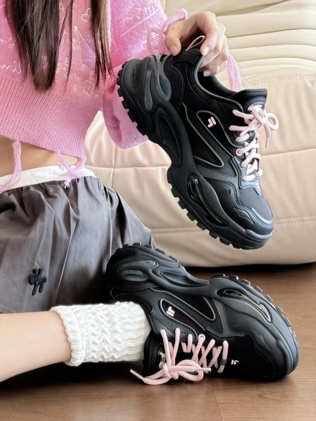 FILA斐乐软糖女鞋2025夏季新款EVA厚底潮牌休闲老爹鞋女子增高鞋