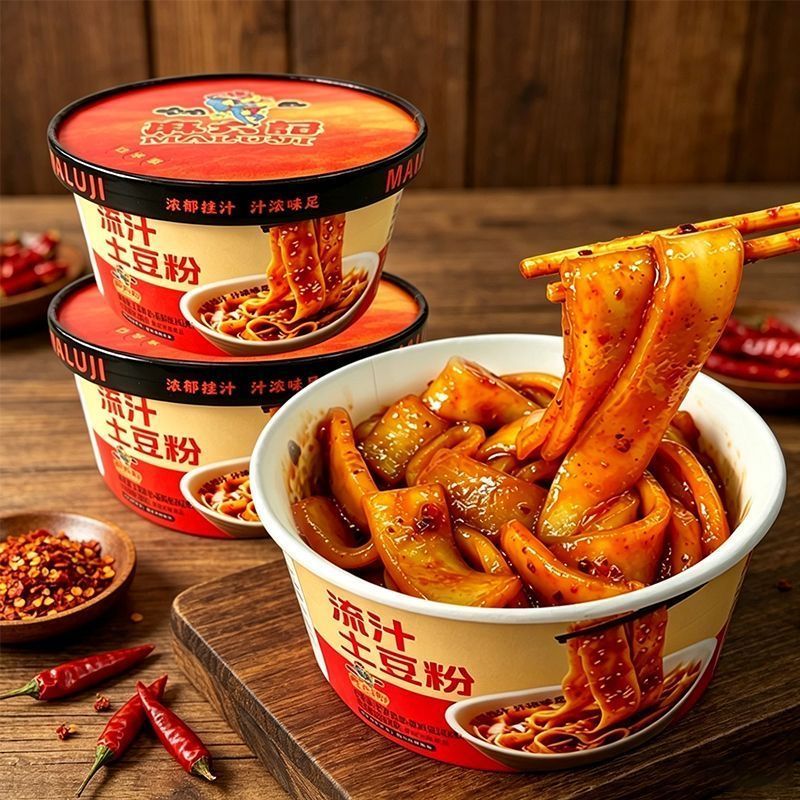 麻六记流汁土豆粉 3桶张兰汪小菲冲泡方便速食米粉条242g