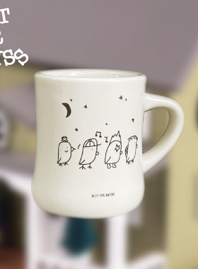 HIT OR MISS小鸟夜行收腰马克杯原创设计陶瓷情侣咖啡水杯礼物
