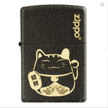 Zipo芝宝正品防风打火机236黑裂漆招财猫经典复古款送礼物