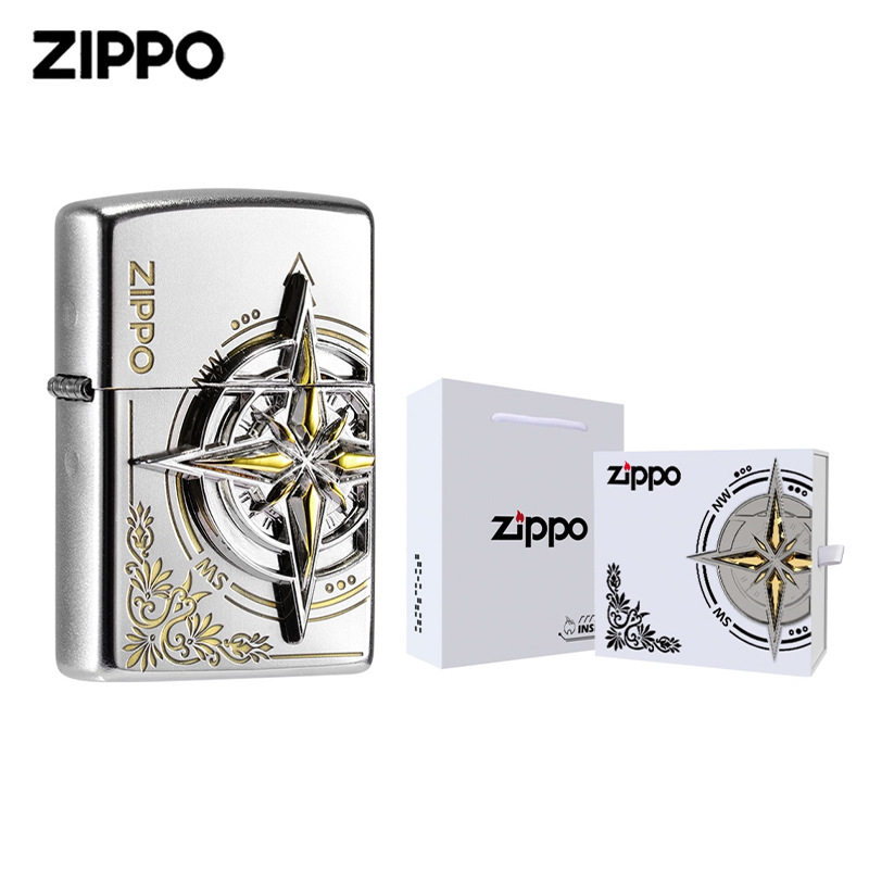 Zipo打火机正品芝宝爱情指南针贴章个性国潮送男朋友礼物