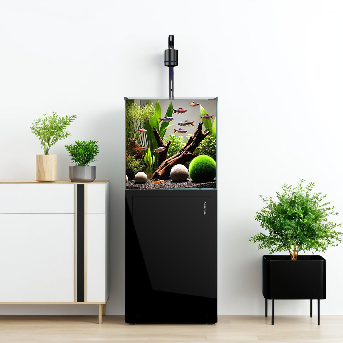 赫希鱼缸客厅家用超白玻璃缸生态水族箱懒人反冲洗设计免洗棉底滤,宠物/宠物食品及用品,底柜/落地缸,淘宝优惠券,粉丝福利购,淘宝优惠卷