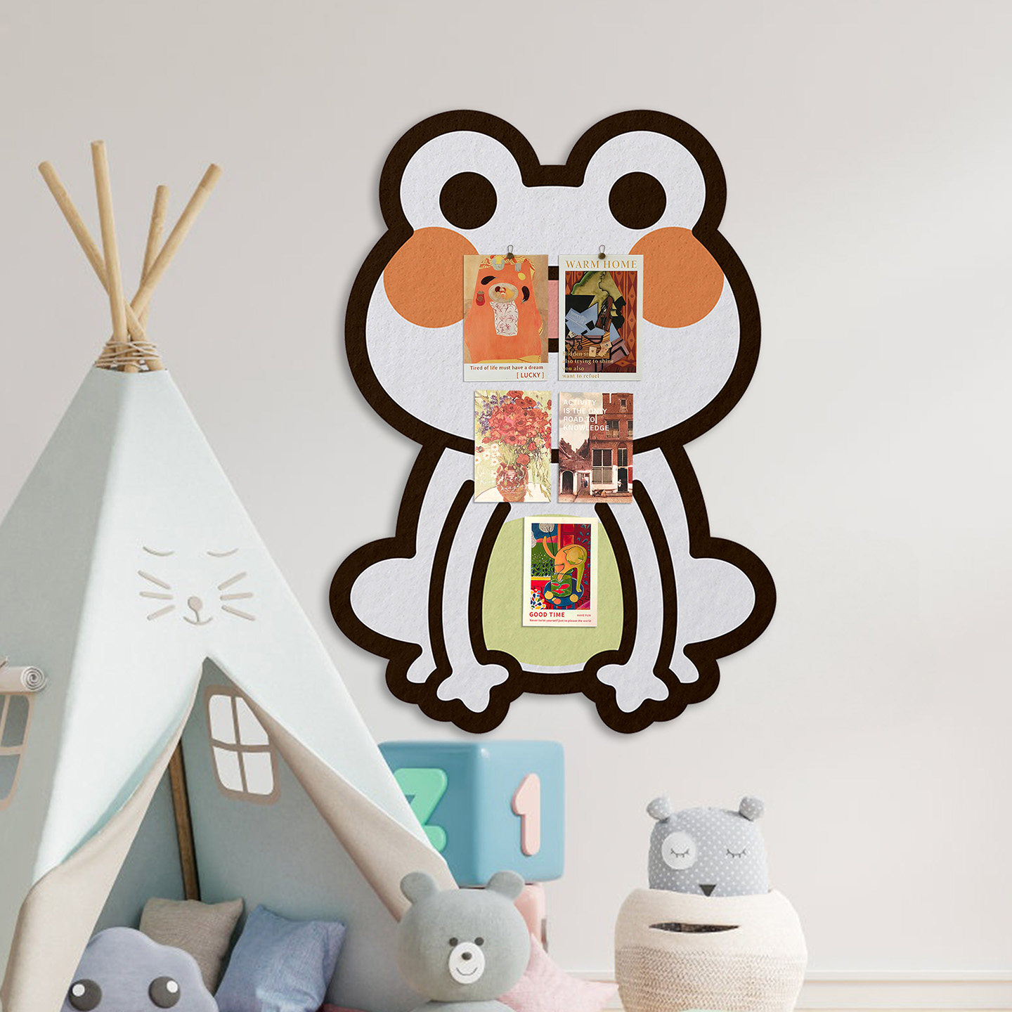 可爱卡通青蛙毛毡板墙面收纳吧唧徽章谷子展示公告栏免打孔背景板