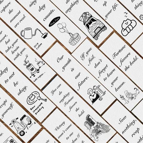 60张黑白励志英文书签简约个性高级感创意小众装饰学生阅读索引签