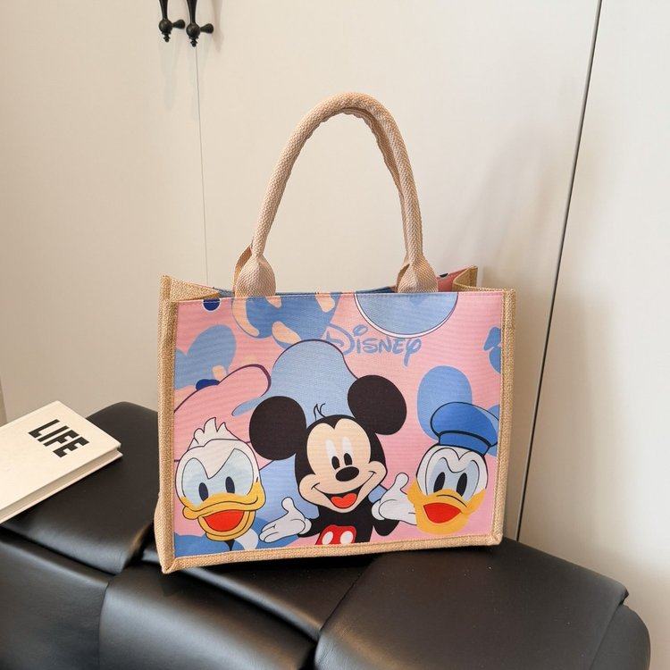 可爱卡通米奇麻布包包大容量亚麻布手提购物袋托特包生日伴手礼袋,箱包皮具/热销女包/男包,托特包,淘宝优惠券,粉丝福利购,淘宝优惠卷