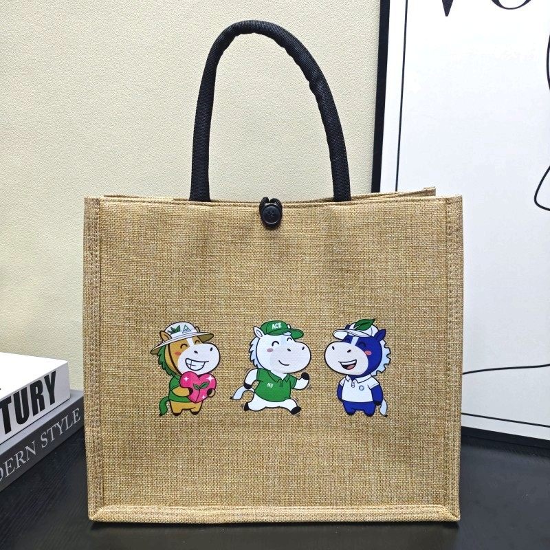 2026马年新款手提袋女大容量时尚印花上班通勤亚麻包包手拎托特包,箱包皮具/热销女包/男包,通用款女包,淘宝优惠券,粉丝福利购,淘宝优惠卷