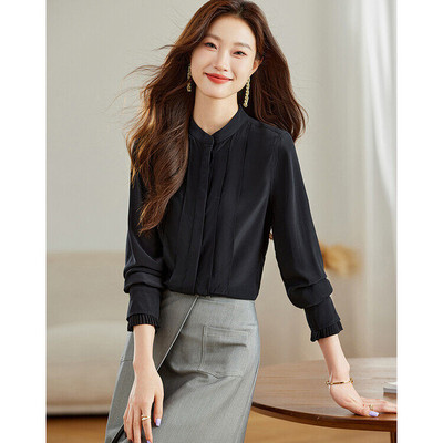 女装/女士精品衬衫休闲纯色长袖常规开衫其他/other25-50周岁修身