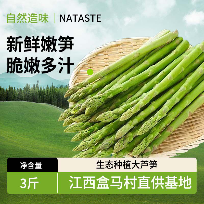 生态精品芦笋3斤新鲜嫩笋大笋新鲜脆嫩直发现挖嫩笋当季农家蔬菜
