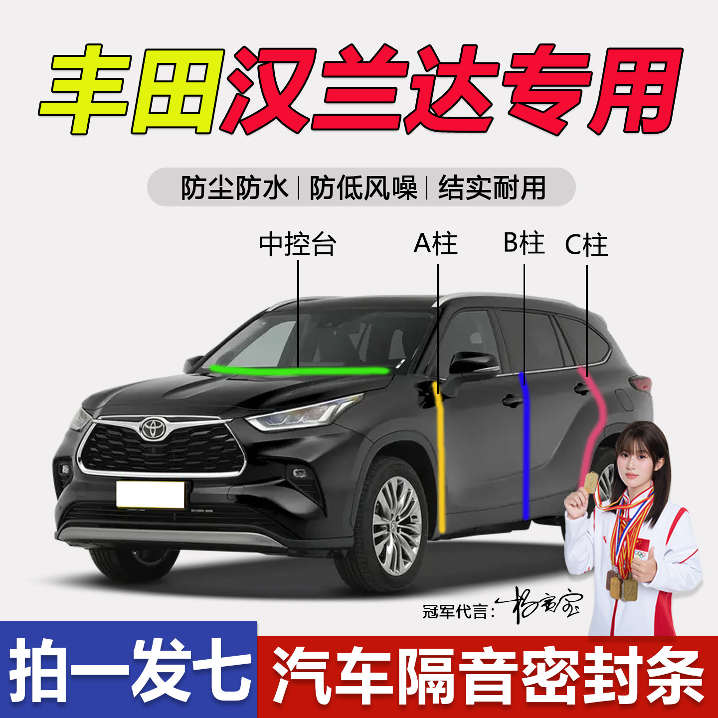 丰田汉兰达全系汽车门隔音密封条