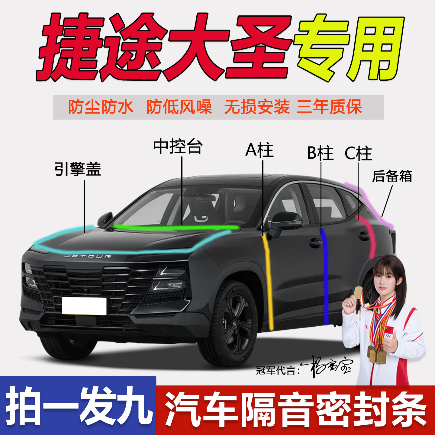 捷途大圣专用ABC柱中控台密封条