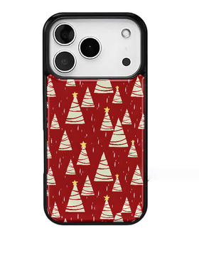 红色星星圣诞树ins风适用苹果17promax手机壳iphone16pro新款13创意15pro黑边14pro滴胶电镀银防摔手机套