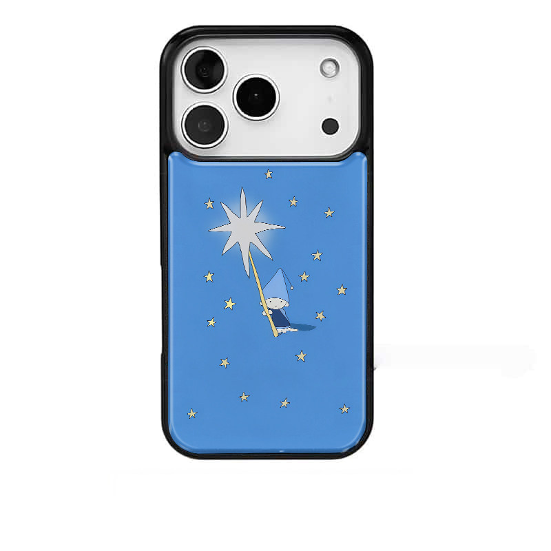 照亮魔法猫咪可爱ins适用苹果17promax手机壳iphone16pro新款13创意15pro黑边14pro滴胶12电镀银防摔手机套