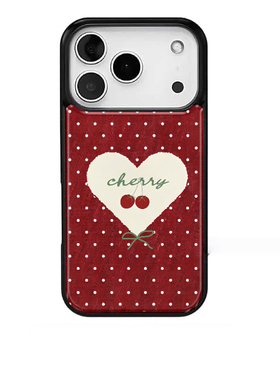 波点红色爱心樱桃ins风适用苹果17promax手机壳iphone16pro新款13创意15pro黑边14pro滴胶12电镀银防摔手机套