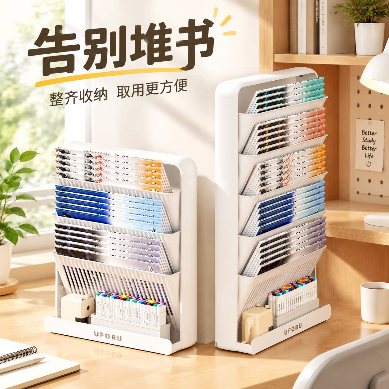 桌边书架学生侧边落地高中生大学教室书本书桌旁收纳架置物架子