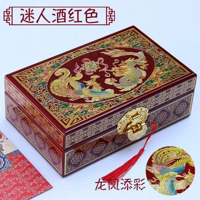 正品镶嵌贝漆器盒螺钿复古首饰盒丝实珠木结婚宝收纳妆奁盒24铜年