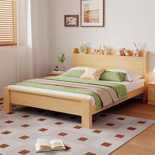 实木床1.5米双人床2025年新款1.8大床全实木床架出租房1米2单人床