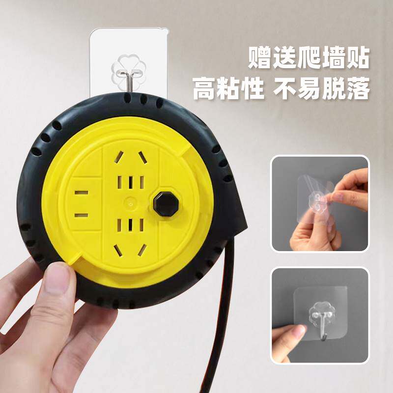 线盘插座家用小型绕线盘带线加长创意拖线板接线插排卷线器
