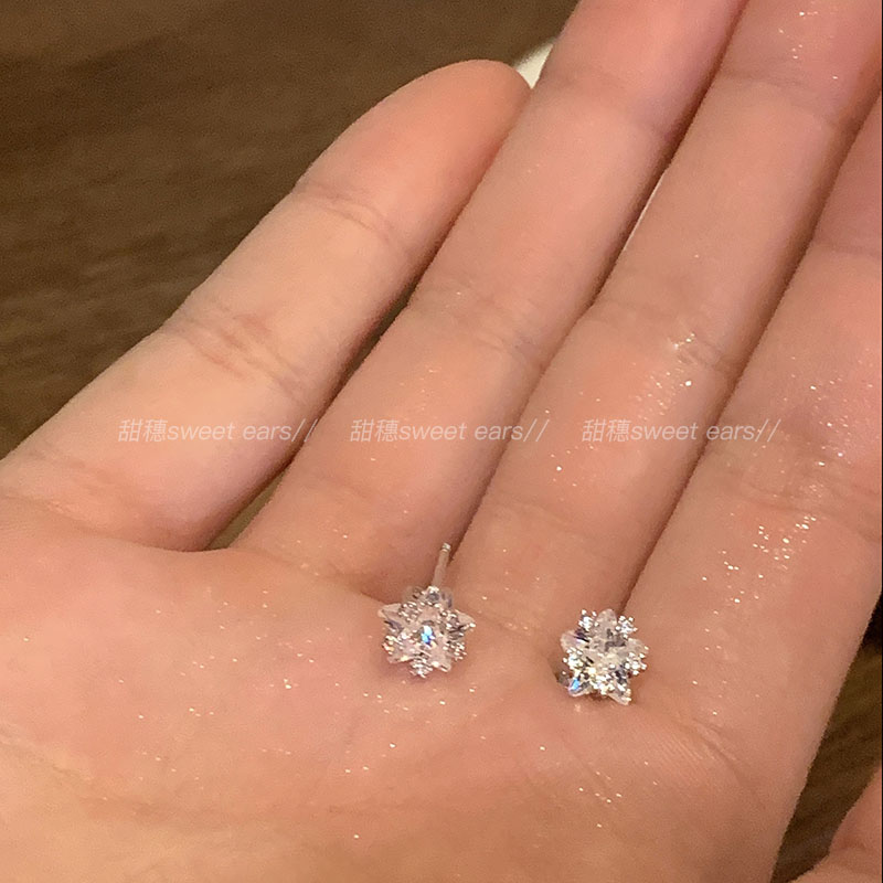 医用钛钢耳骨钉星星钻石耳钉女