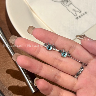 带翅膀小恶魔耳骨钉男女甜酷独特创意医用钛钢平底螺丝耳蜗钉