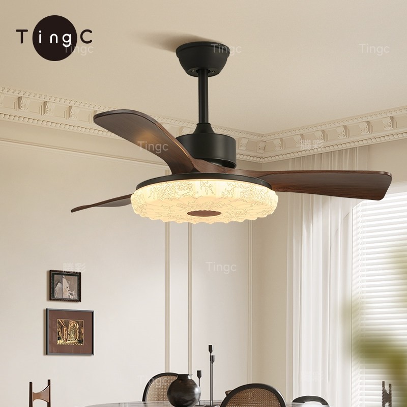餐厅风扇灯2025新款宋氏美学中古室灯一体直叶吊扇灯风复古客厅卧,家装灯饰光源,风扇灯,淘宝优惠券,粉丝福利购,淘宝优惠卷