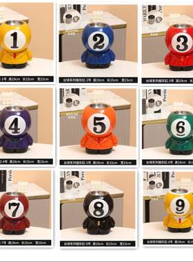 台球厅摆件烟灰缸球厅装饰开业送礼黑八烟灰缸卡通可爱球厅摆件.