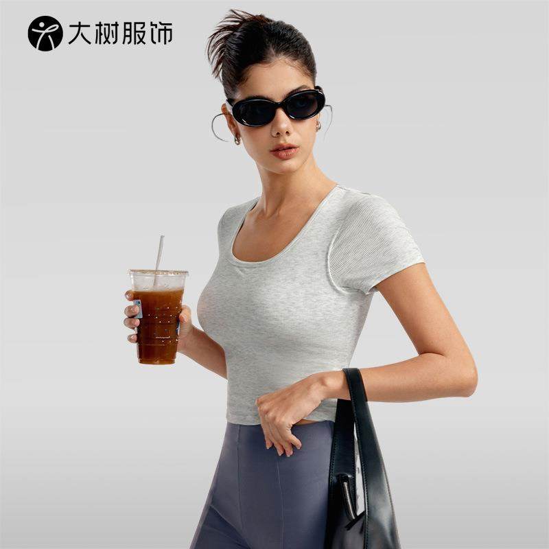 瑜伽服上衣高级感半固定胸垫透气健身T恤不跑杯紧身运动短袖女夏,运动/瑜伽/健身/球迷用品,瑜伽t恤,淘宝优惠券,粉丝福利购,淘宝优惠卷