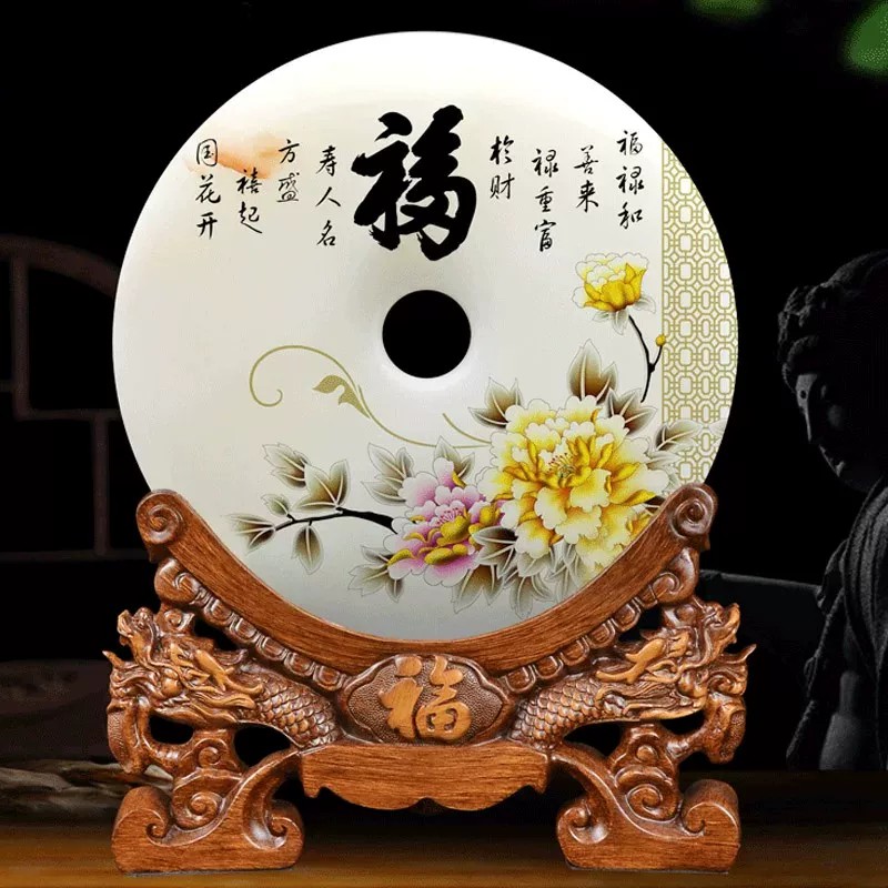 玉石平安扣摆件电视柜玄关办公桌摆设乔迁新居新房酒柜创意装饰品