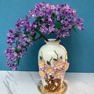 天然高品质紫水晶树黄水晶摆件办公家居别墅酒店客厅玄关餐桌装饰