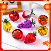 七彩水晶摆件菠萝柿子草莓杨桃梨子南瓜蔬菜儿童礼物装 饰拍摄道具