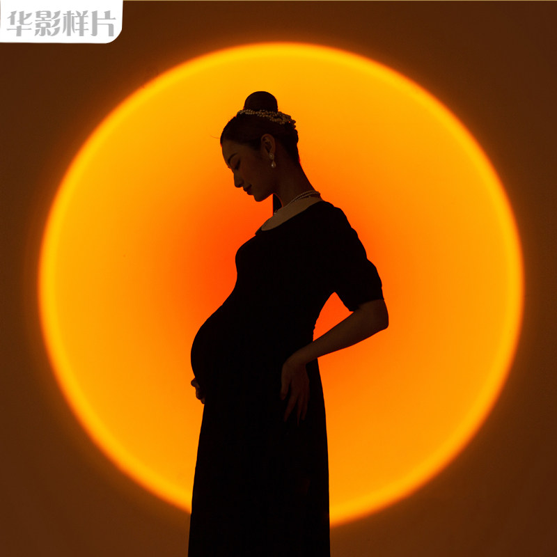 2022影楼室内剪影夕阳灯孕妇照孕妈照样片素材S126