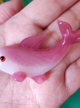 老琉璃纯手工艺品年年有余鲤鱼招财书房桌面动物小摆件怀旧复古