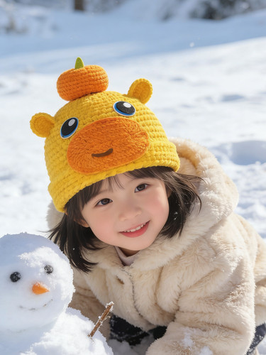 手工diy冬保暖水豚噜噜帽子毛线帽钩织材料包护耳可爱宝妈礼物