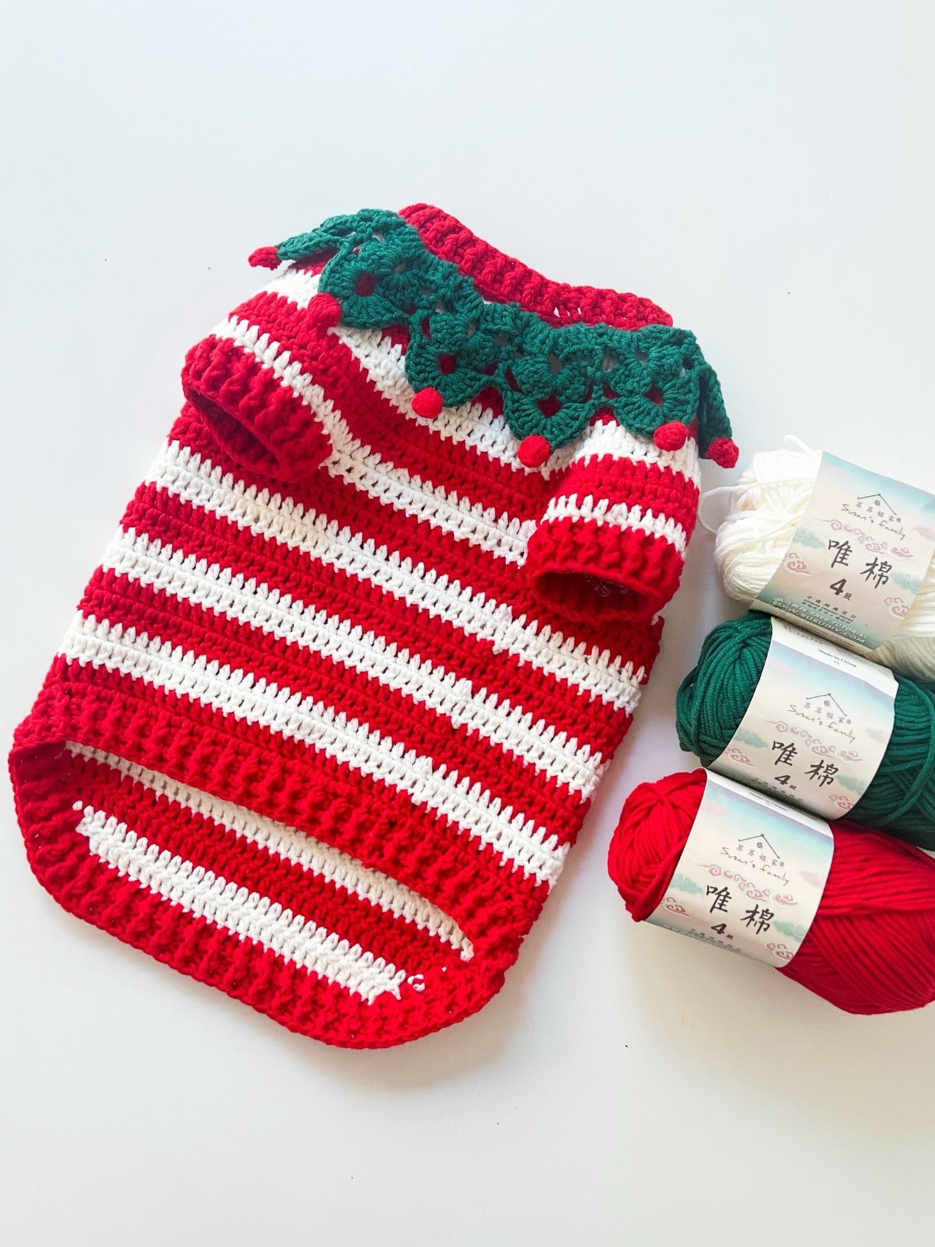 手工编织毛线钩针猫咪圣诞衣服宠物衣服材料包自制送朋友闺蜜礼物,服饰配件/皮带/帽子/围巾,DIY编织材料包,淘宝优惠券,粉丝福利购,淘宝优惠卷