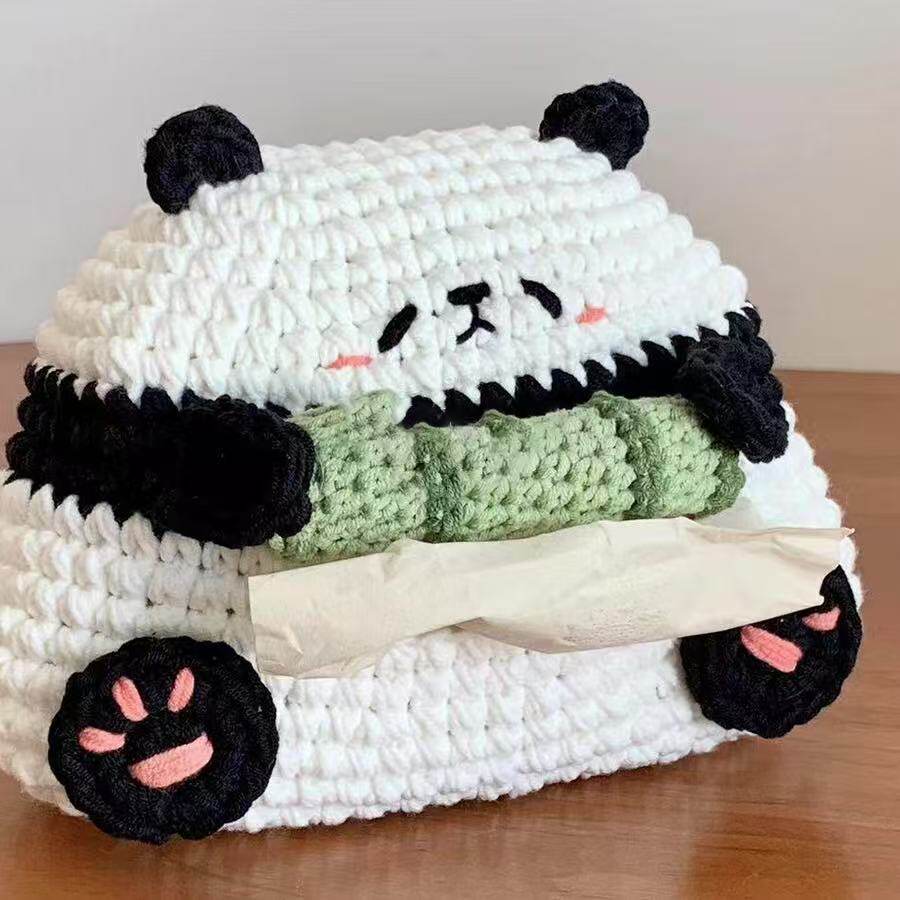 熊猫抽纸盒编织自制礼物材料包