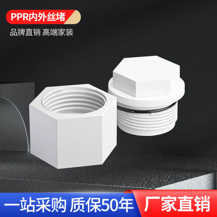 正品ppr4分内外丝堵头外牙丝堵免生料带水管配件管堵6分1寸20闷头