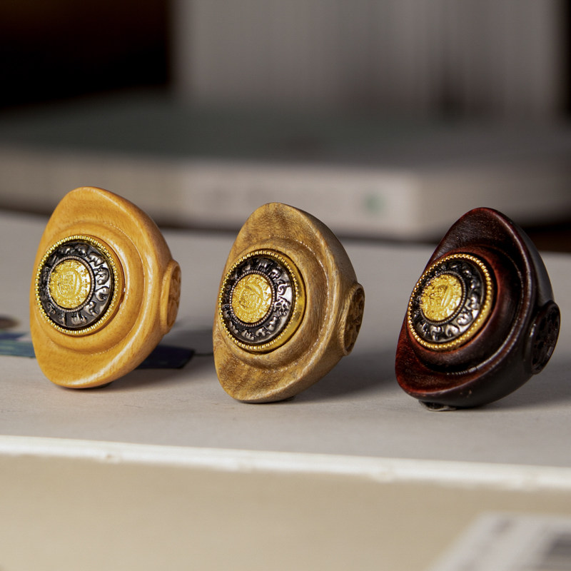 紫檀绿檀黄杨木元宝v孔吊坠diy手工编织手链项链钥匙扣饰品配件