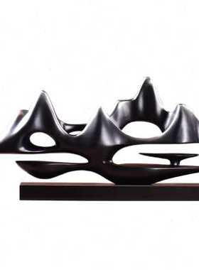 新中式茶室摆件艺术雕塑假山客厅电视柜玄关柜禅意高端靠山装饰品