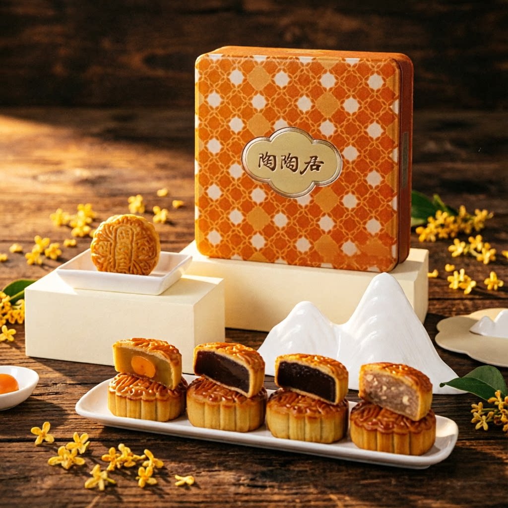地道广府醇厚回味吉祥四宝月饼礼盒蛋黄白莲蓉豆沙味广式中秋节