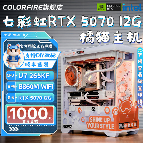 【林树推荐】七彩虹RTX 5070橘猫主机酷睿Ultra 7 270K Plus电脑主机游戏U7 265KF台式机橘影澄diy组装机