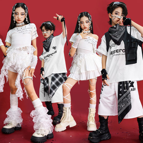 儿童hiphop街舞演出服少儿马甲服装女童爵士舞服装男孩裤子表演