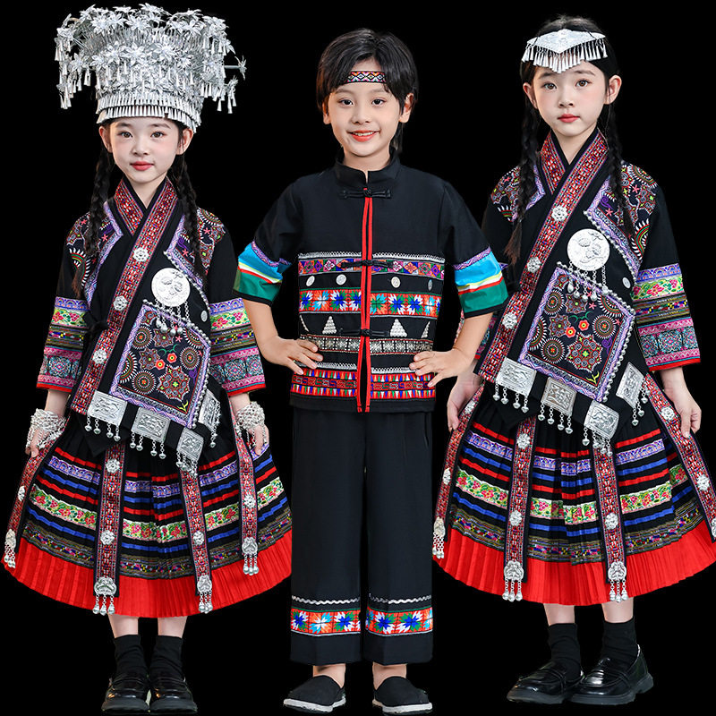 少数民族服装儿童壮族彝族瑶族侗族表演服女贵黔南苗寨旅拍摄影服