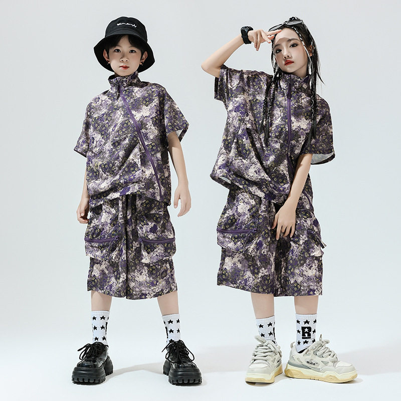 儿童嘻哈街舞hiphop潮服演出服男女童架子鼓表演服套装爵士舞服装