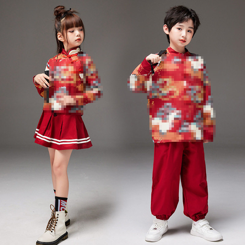 儿童中国风龙年表演服装小学生运动会啦啦队合唱服演出服古装汉服