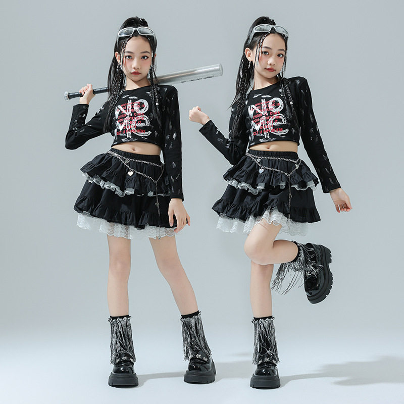 儿童爵士舞服装演出服潮服套装jazz甜酷辣妹蛋糕裙女童街舞表演服