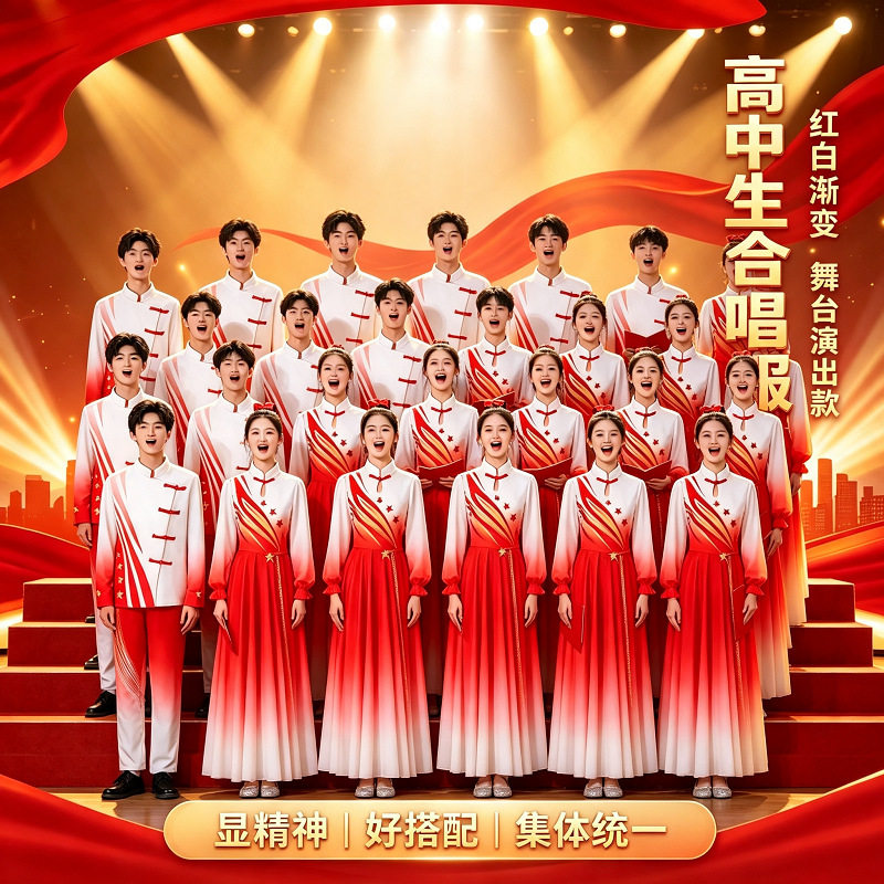 中国风儿童合唱服演出服红歌朗诵表演服小学生毕业照套装男女童