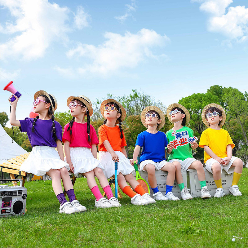 六一儿童演出服幼儿园舞蹈糖果色毕业照体恤学生运动会啦啦队表演