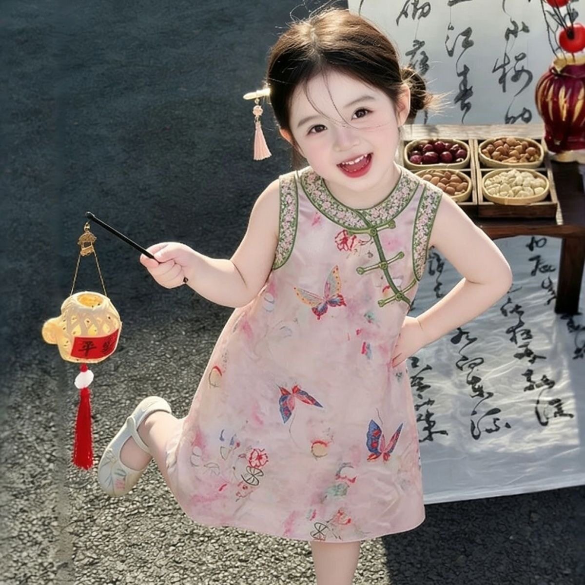 女童新中式国风汉服夏装2026新款洋气小女孩表演服儿童旗袍连衣裙