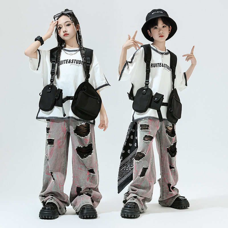 街舞儿童潮服男童嘻哈套装潮酷hiphop童装潮牌表演爵士舞服装女童